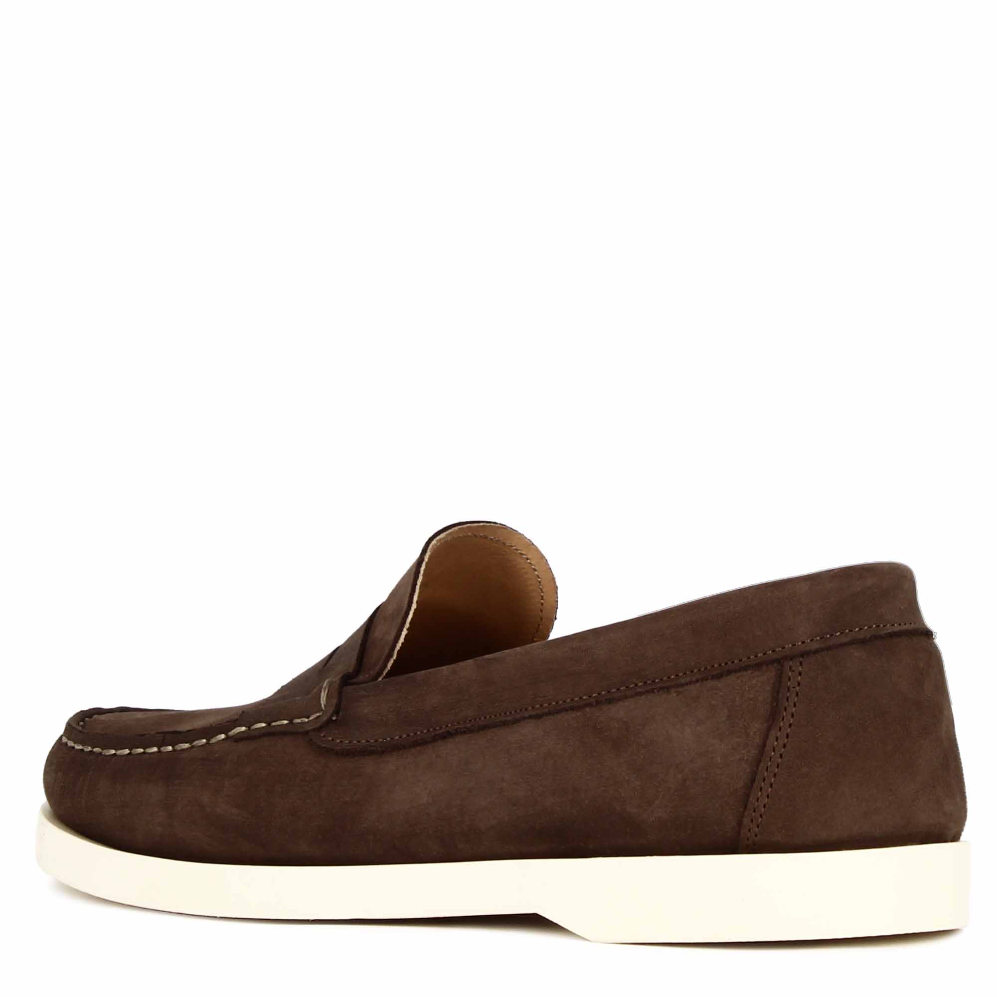 Mocassin bateau décontracté pour hommes en cuir marron foncé