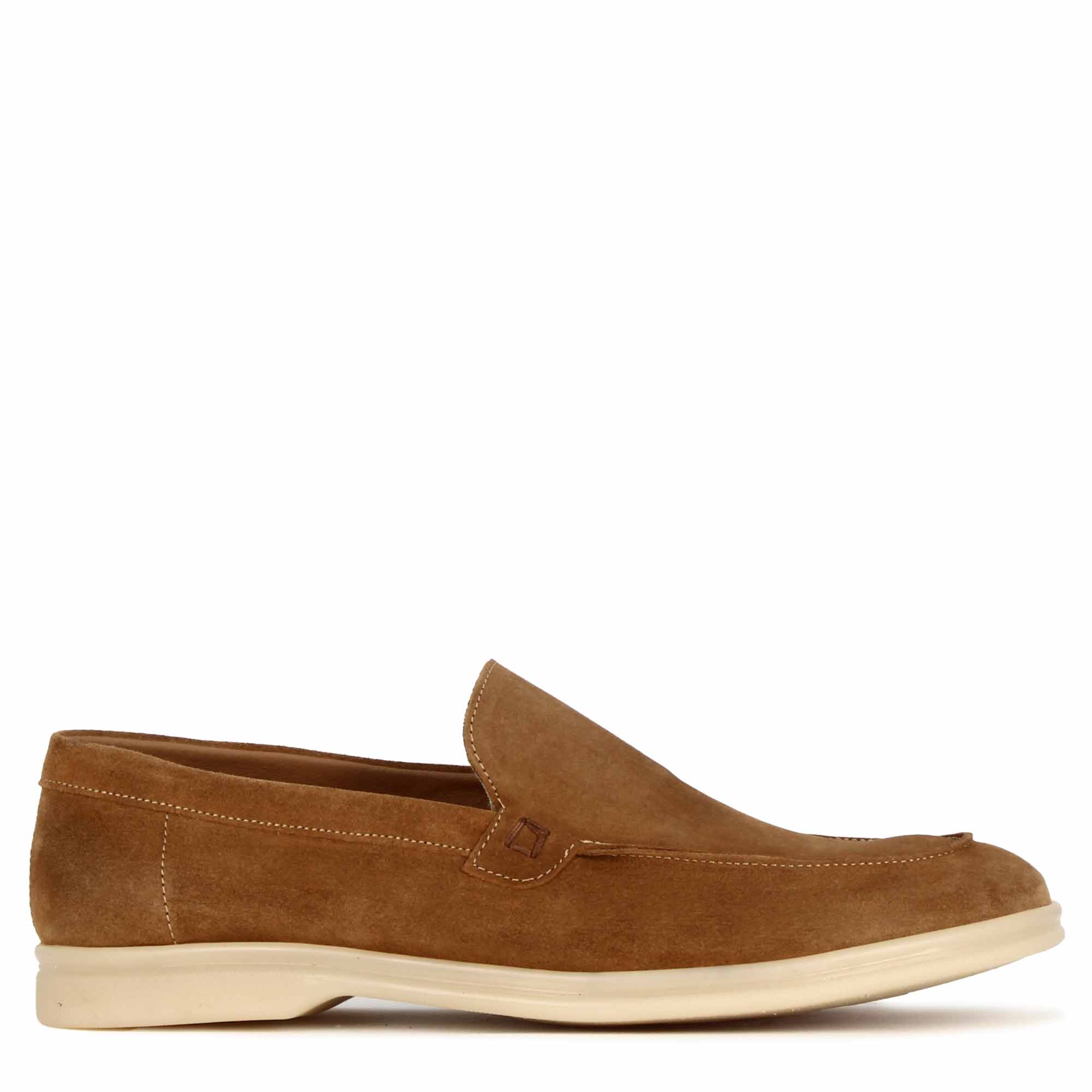 Mocassin décontracté pour hommes en daim marron clair