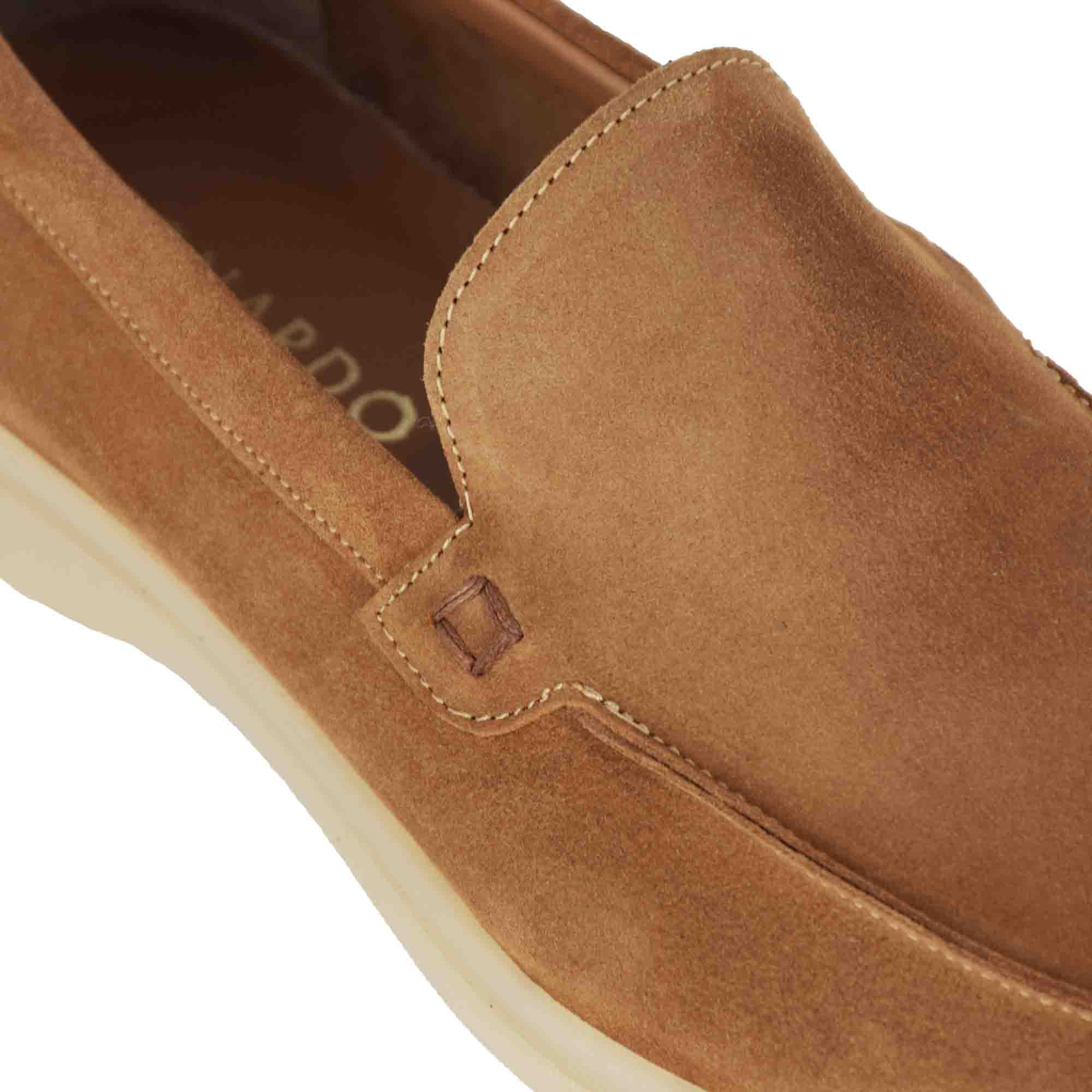 Mocassin décontracté pour hommes en daim marron clair