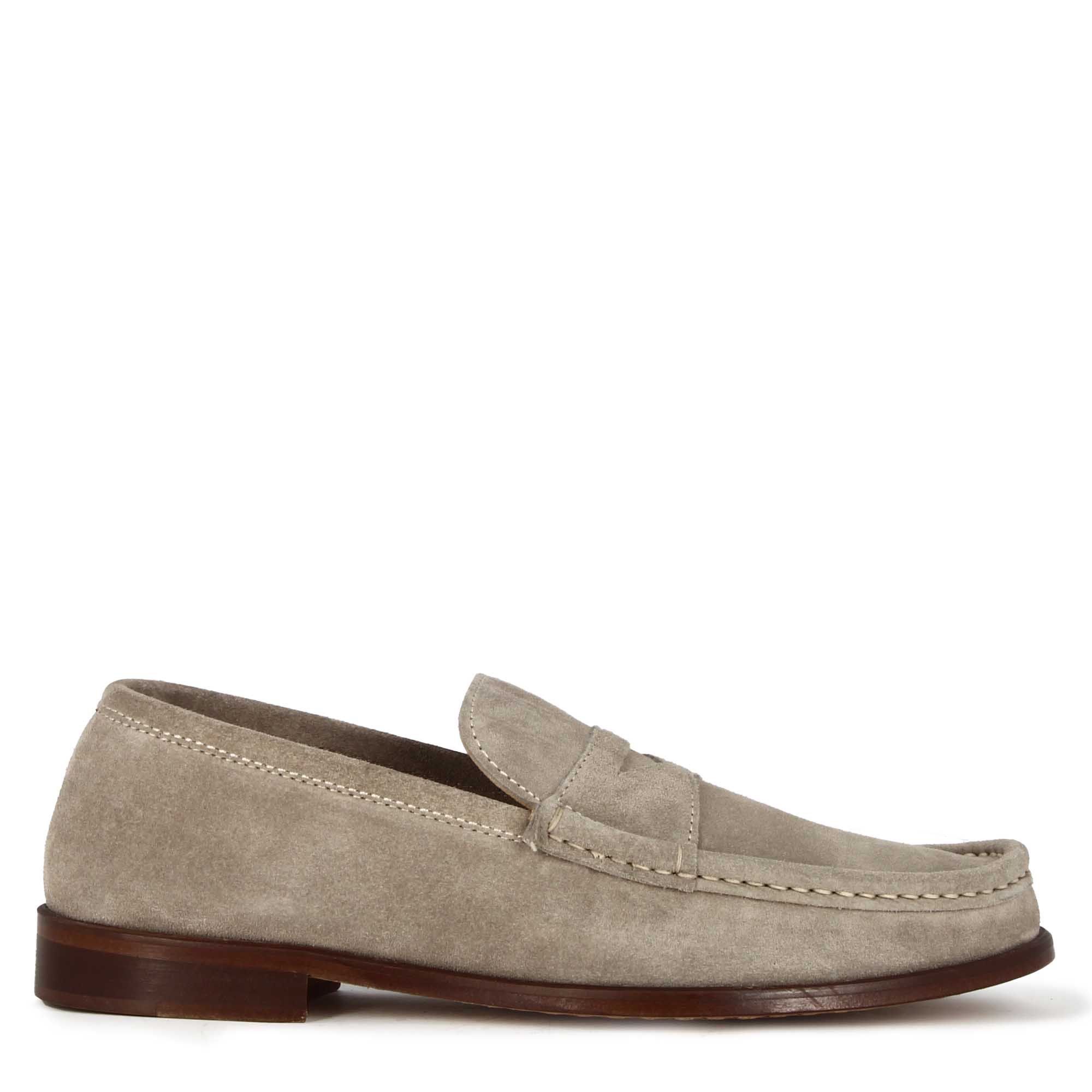 Handmade gray suede men's moccasin