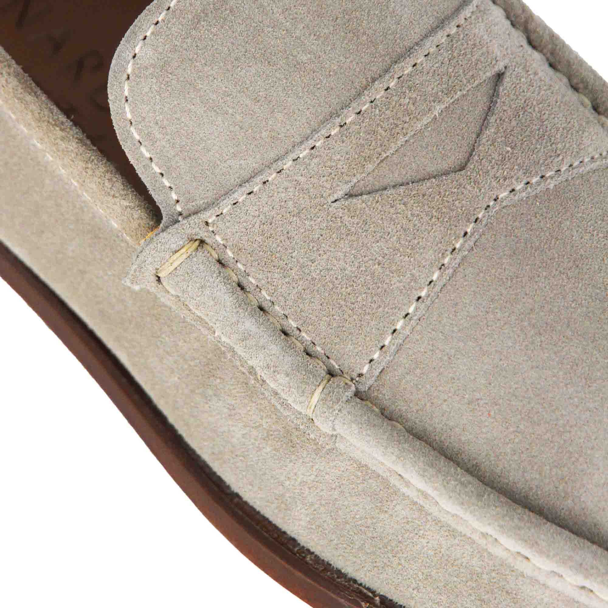 Handmade gray suede men's moccasin