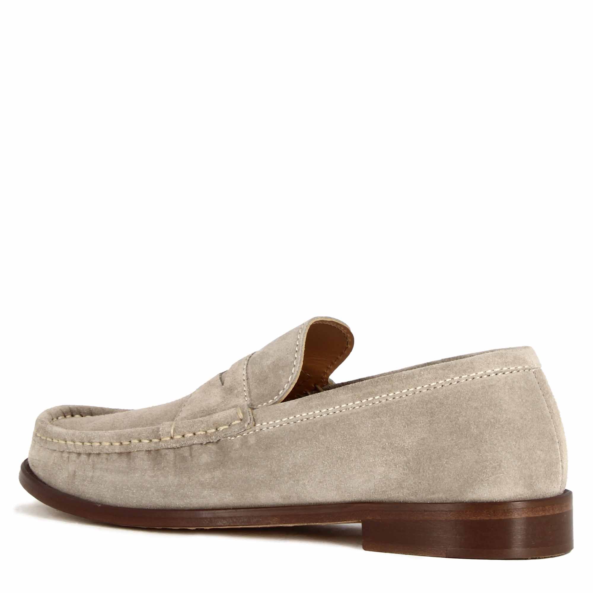 Handmade gray suede men's moccasin