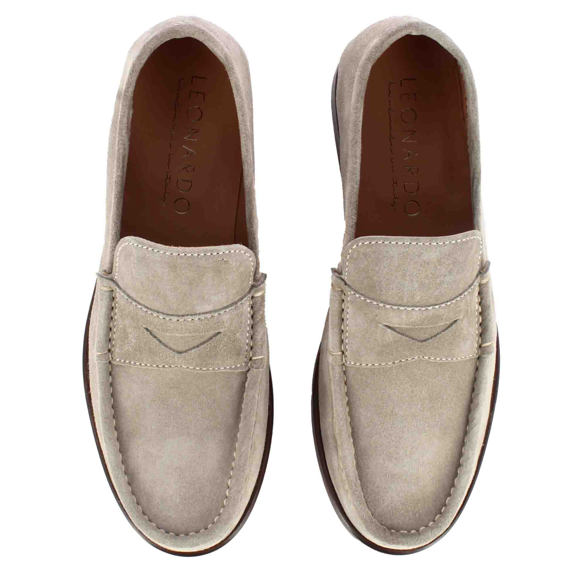 Handmade gray suede men's moccasin