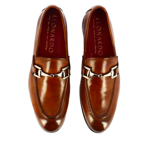Classic moccasin with horsebit for men in brown leather