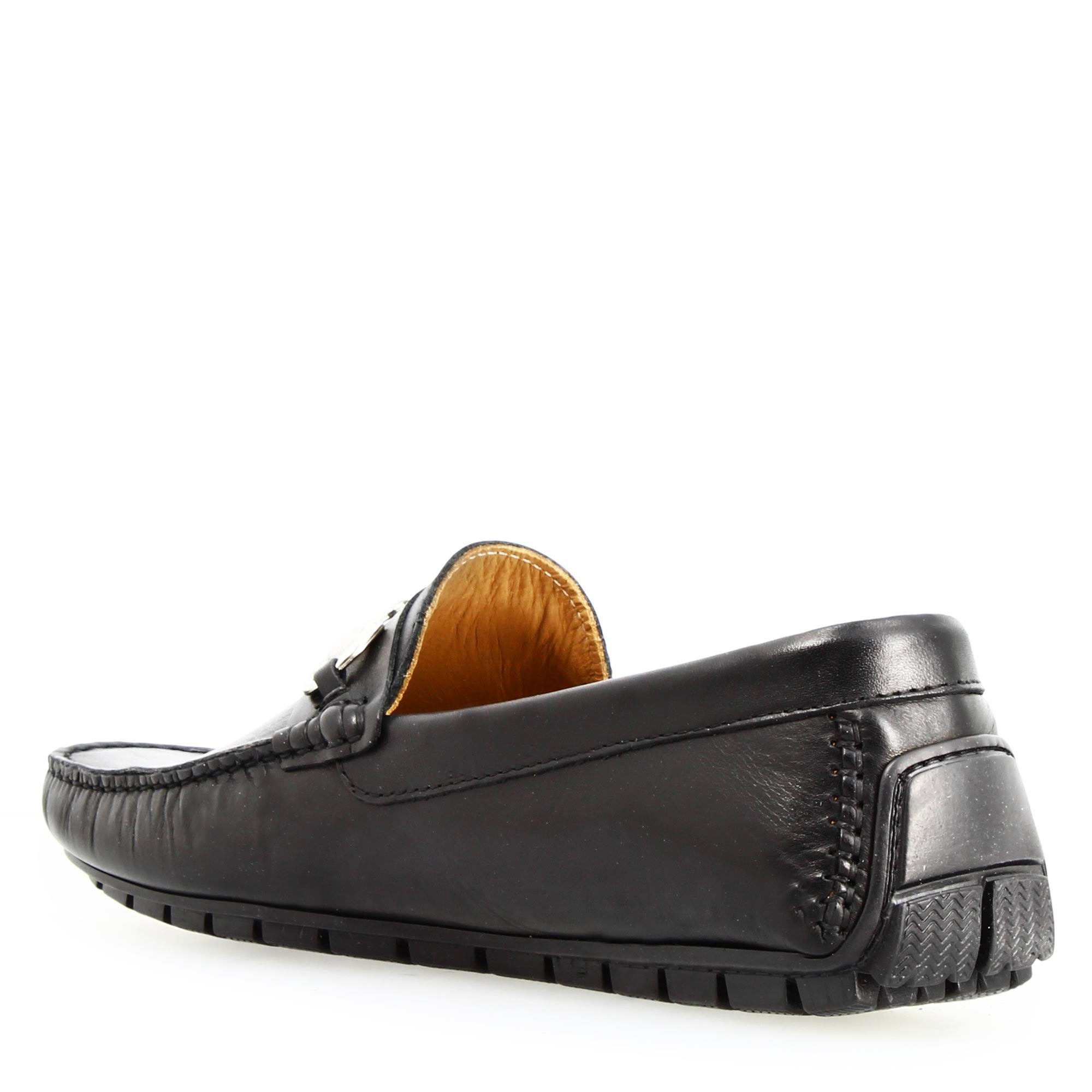 Mocassino da uomo in pelle colore nero con morsetto