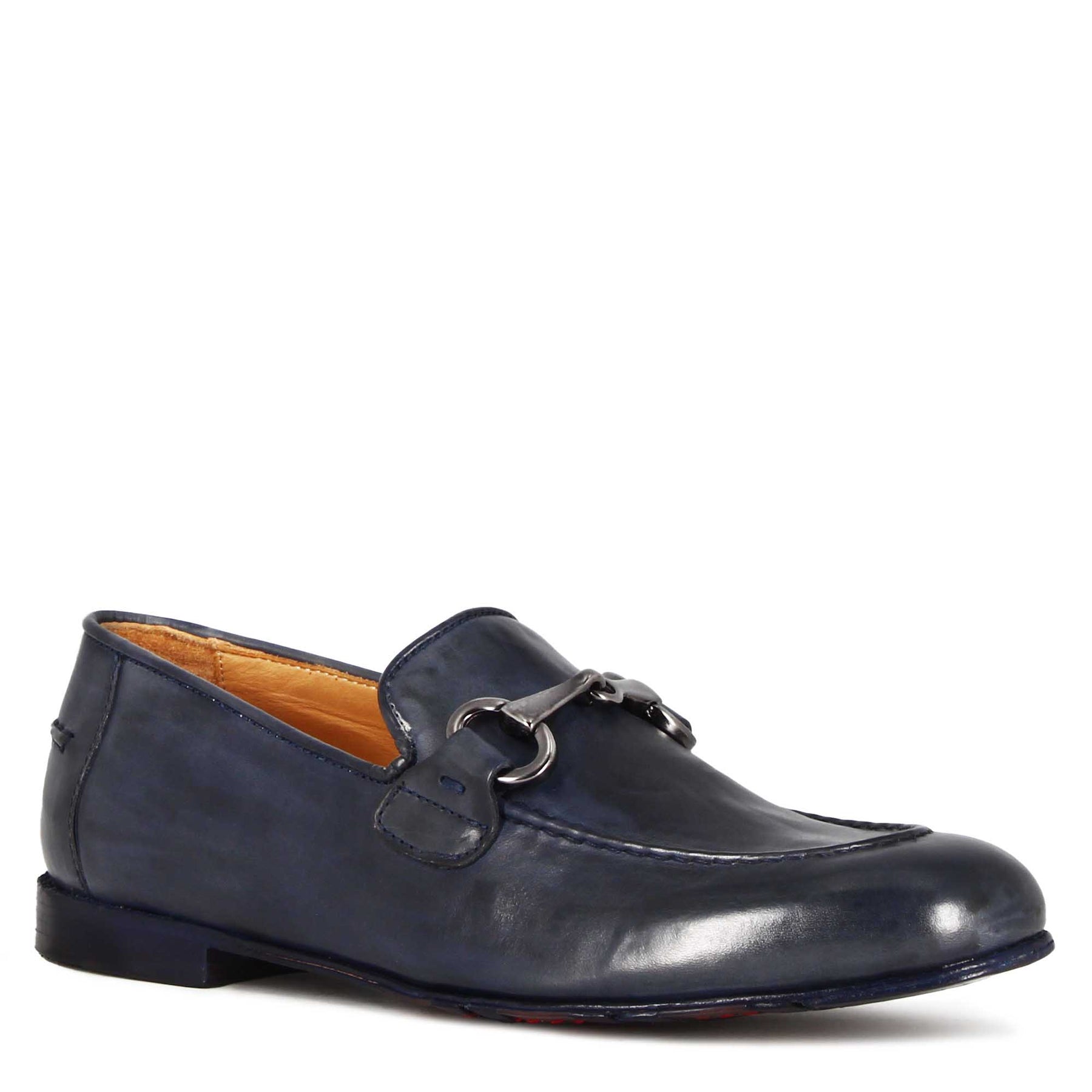 Mocassino pelle blu shop