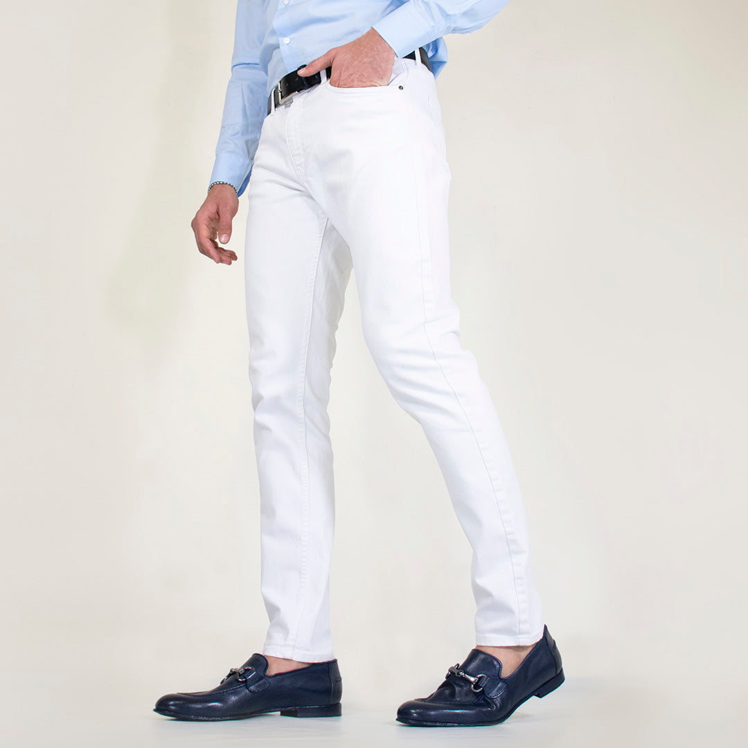 Mocassin homme en cuir lisse bleu avec mors