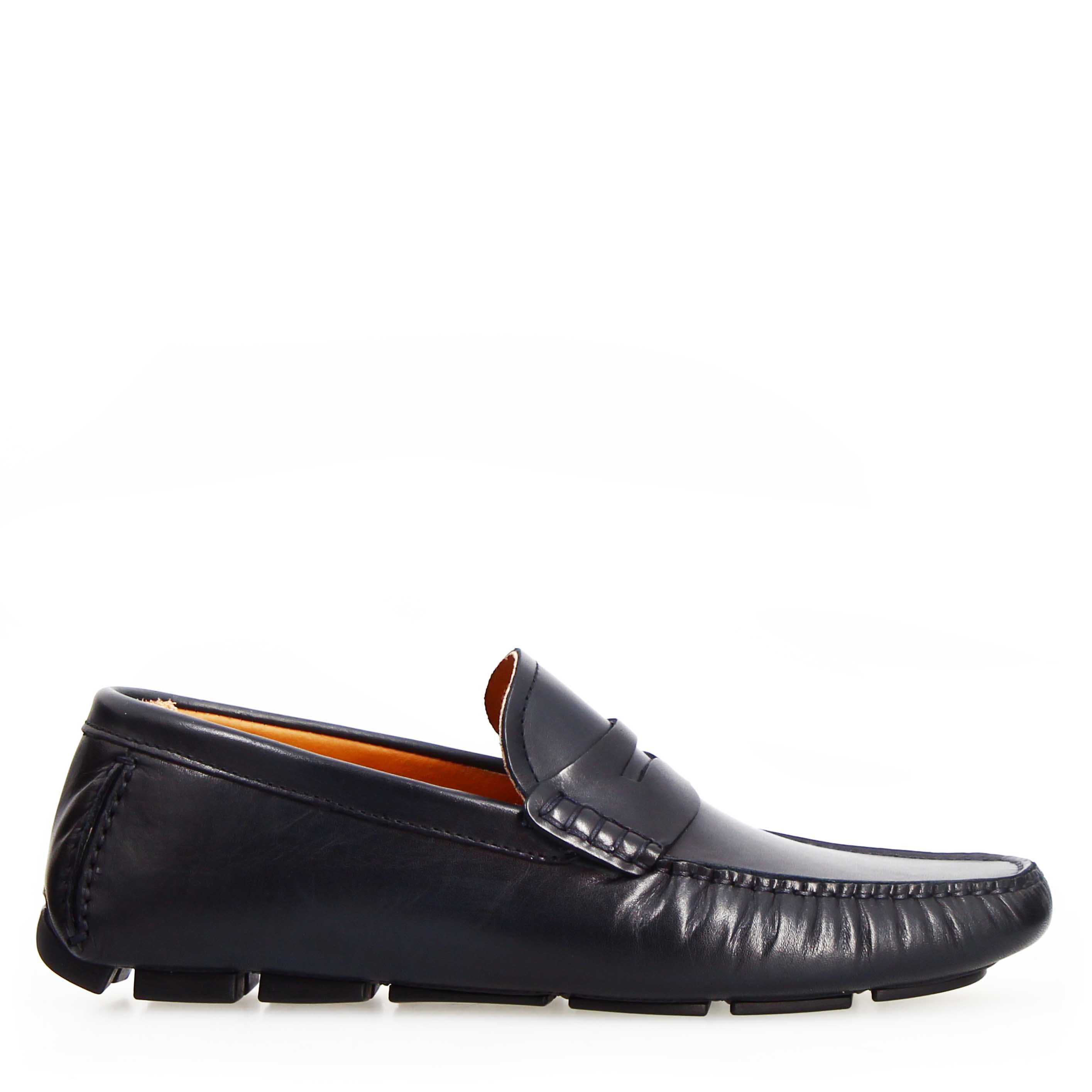Mocassin homme Tiberio en cuir bleu