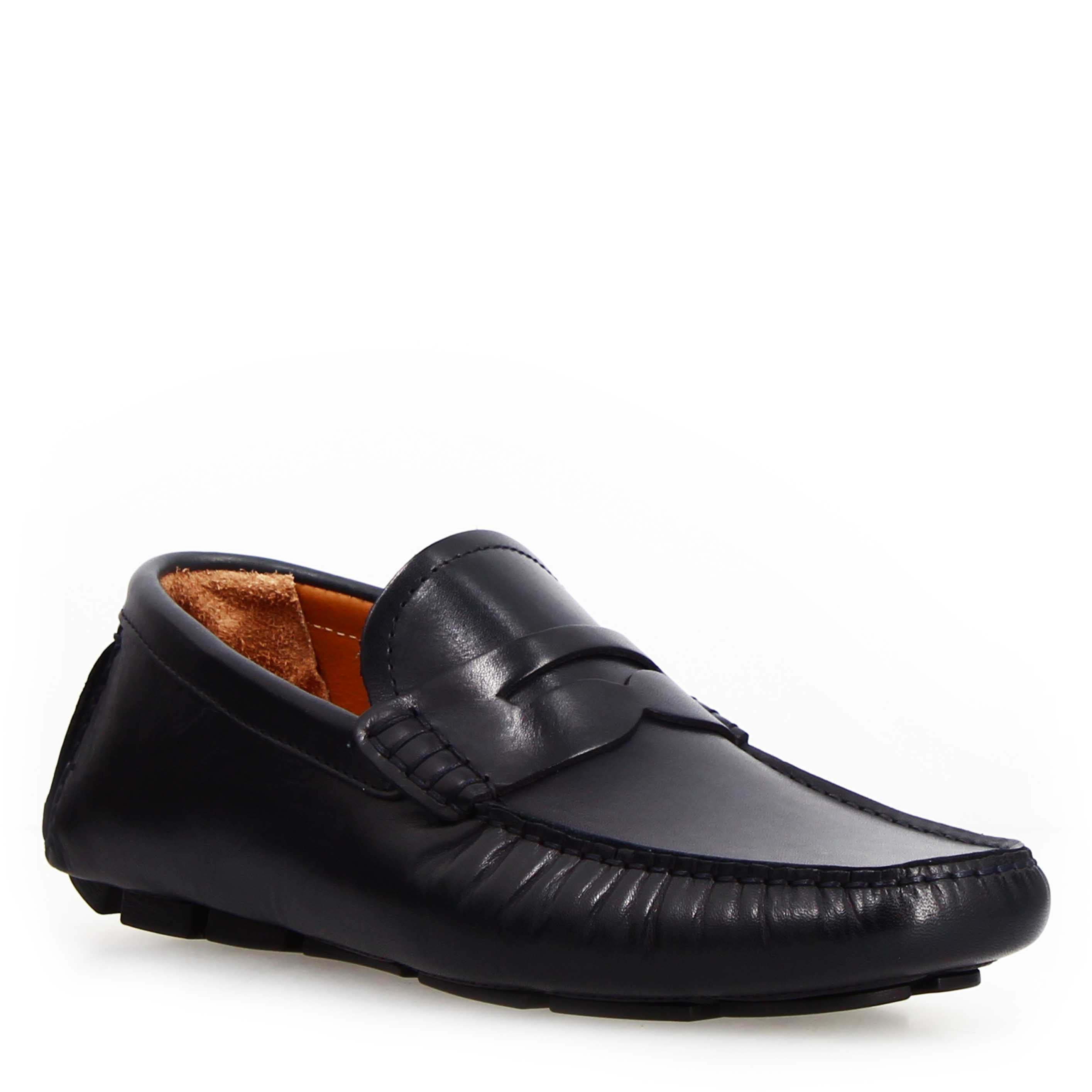 Tiberio blu leather loafers for men