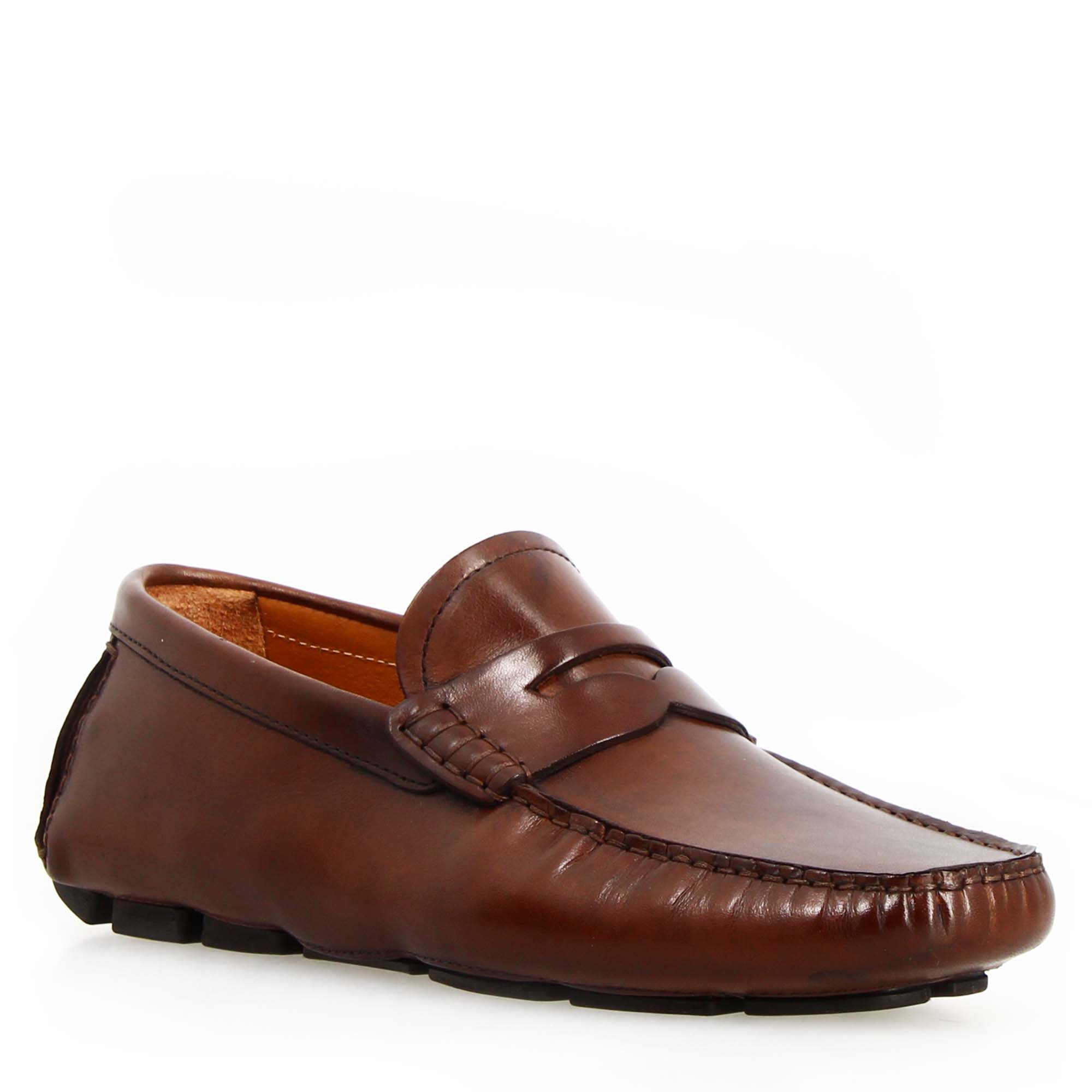 Tiberio brown leather loafer for men