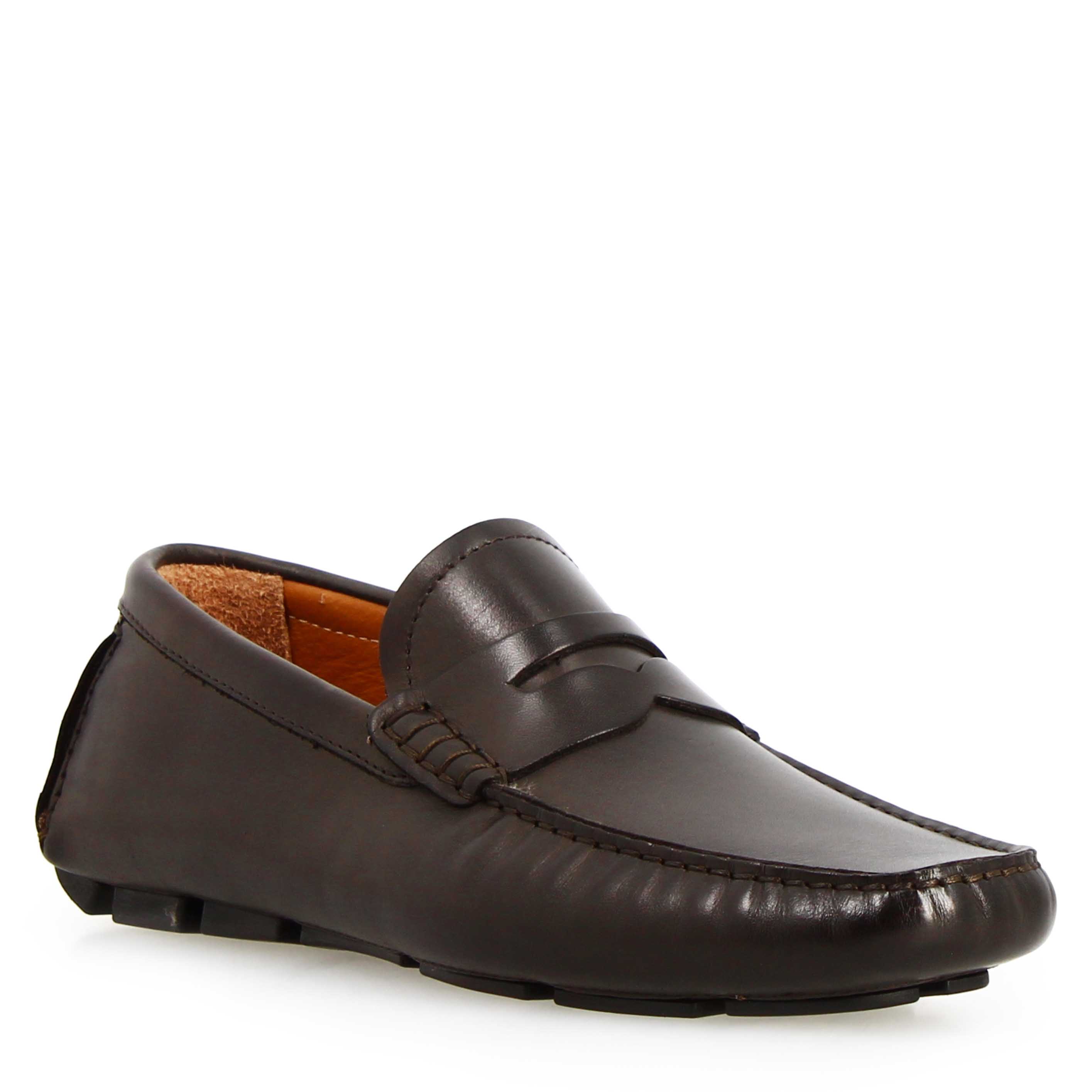 Mocassin Tiberio pour homme en cuir marron foncé