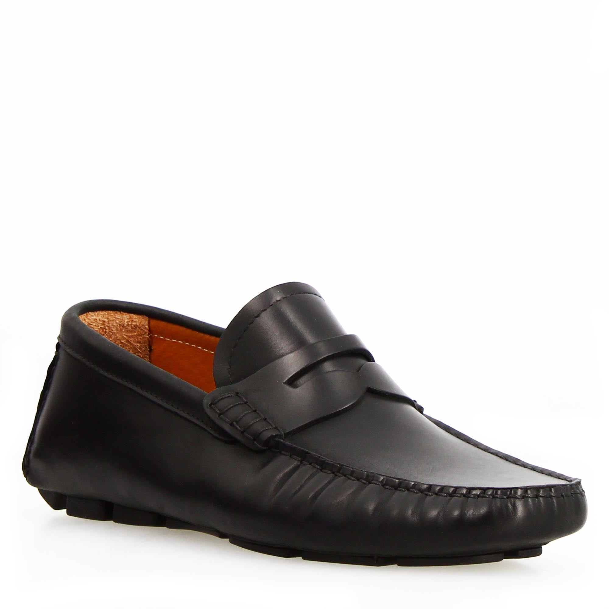 Tiberio black leather loafers for men