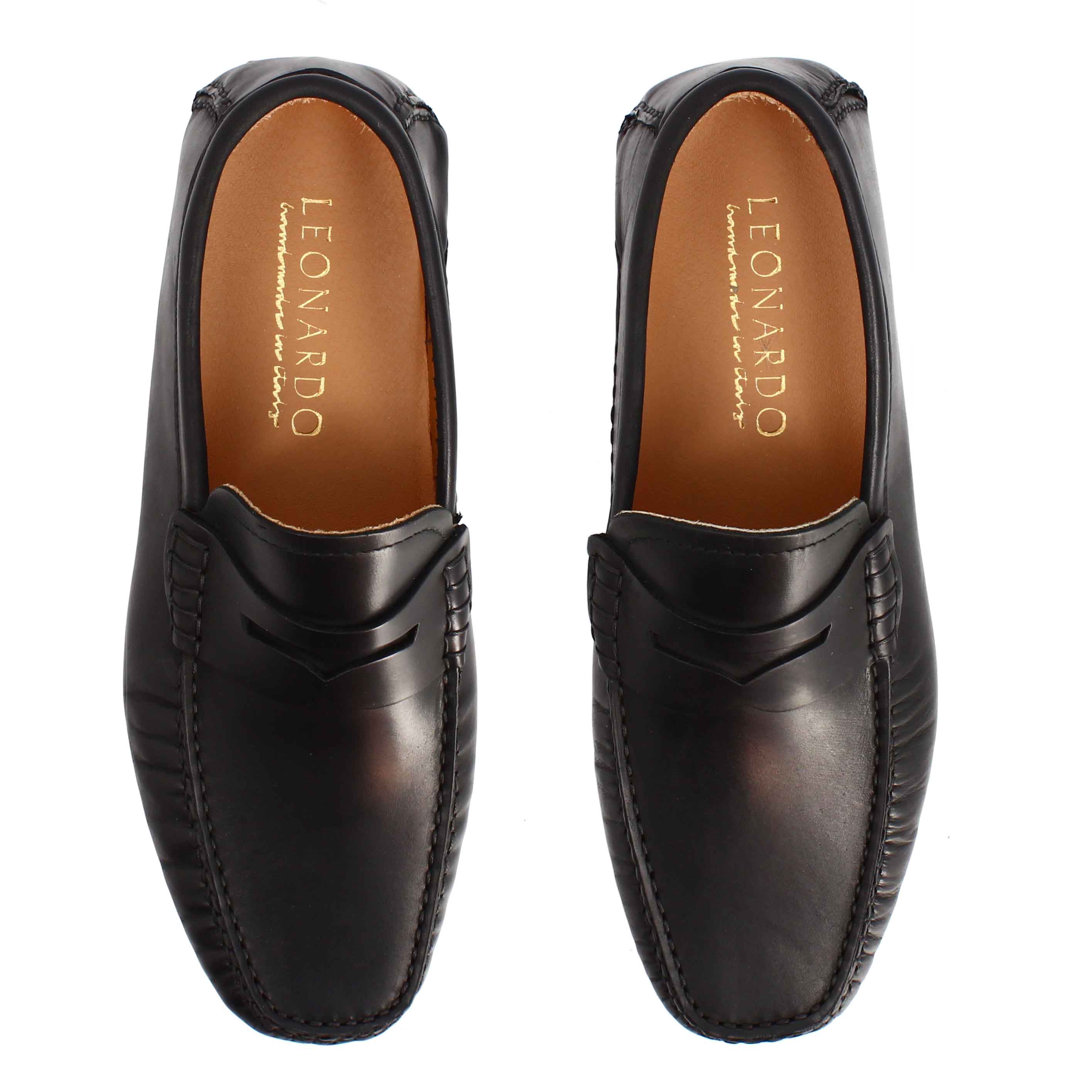 Tiberio black leather loafers for men