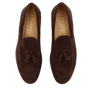 Handmade suede moccasin with brown tassels