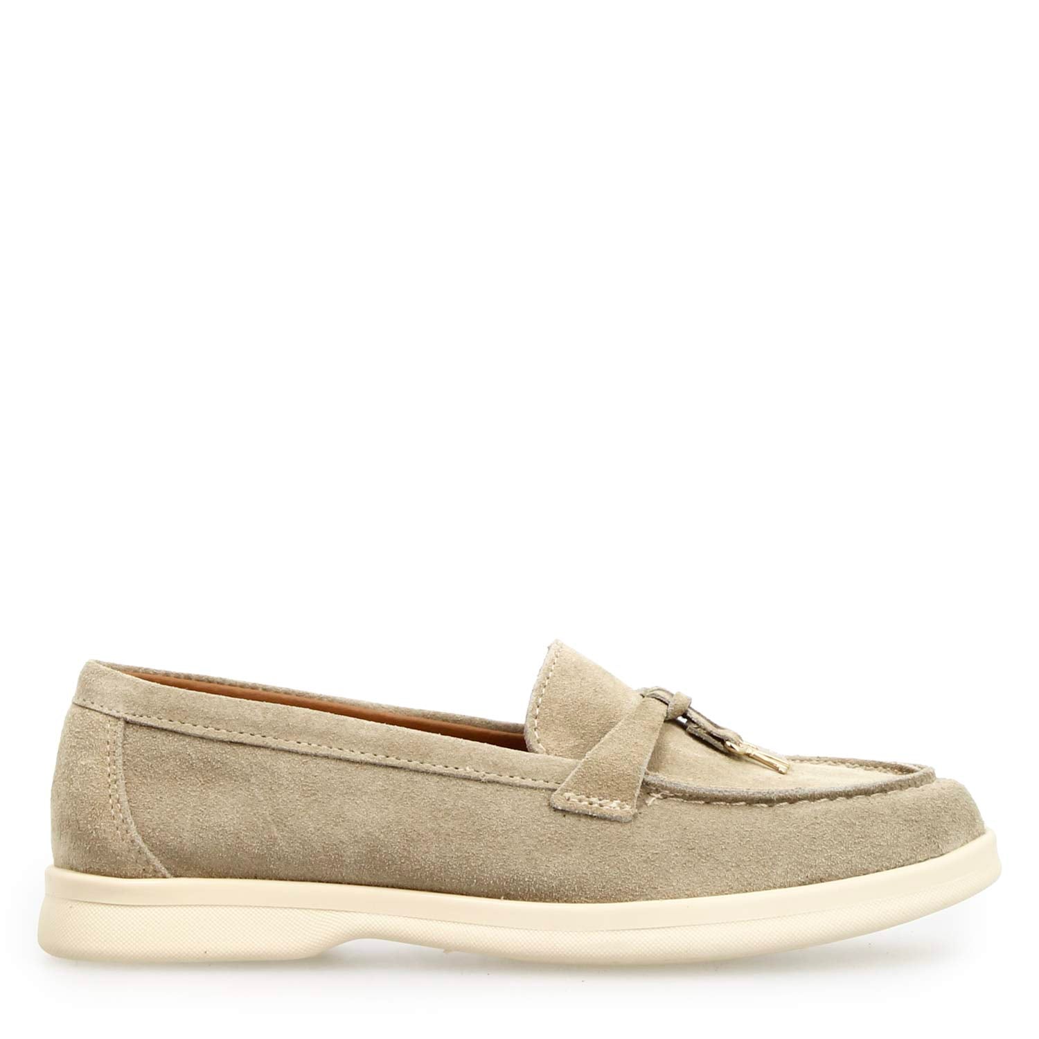 Mocassino drive da donna Vellaria in pelle scamosciata beige - LeonardoShoes