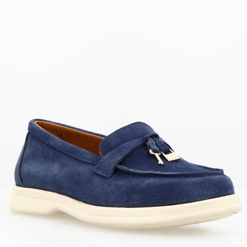 Mocassino drive da donna Vellaria in pelle scamosciata blu - LeonardoShoes