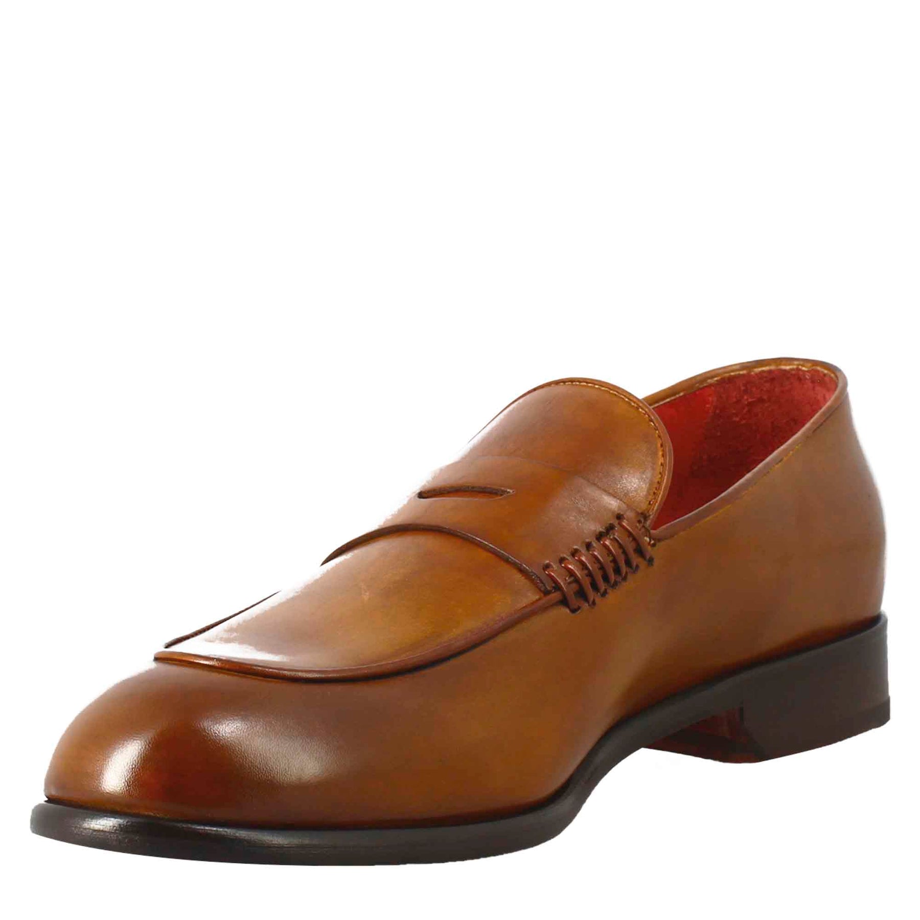 Elegant brown moccasin for men in full grain leather 