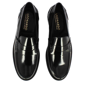 Classic men's moccasin in shiny black leather