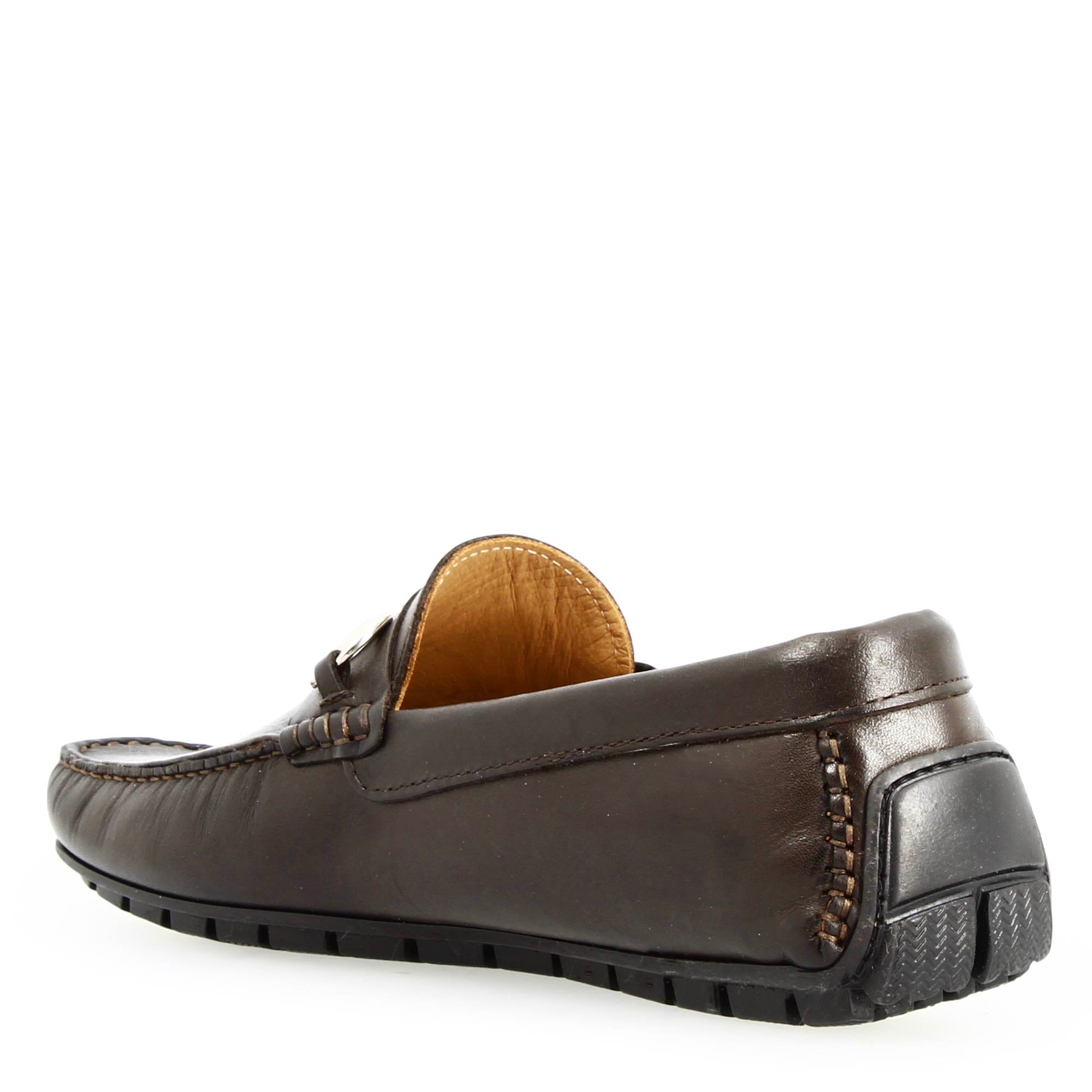 Ulisse men's dark brown leather loafers with horsebit