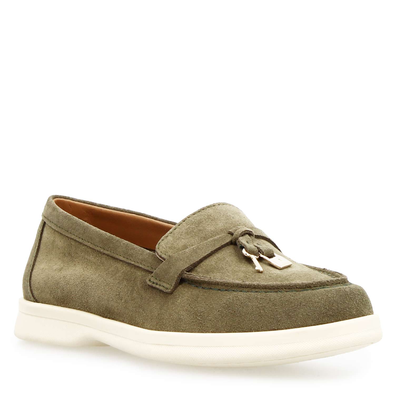 Vellaria green suede drive moccasin for women 