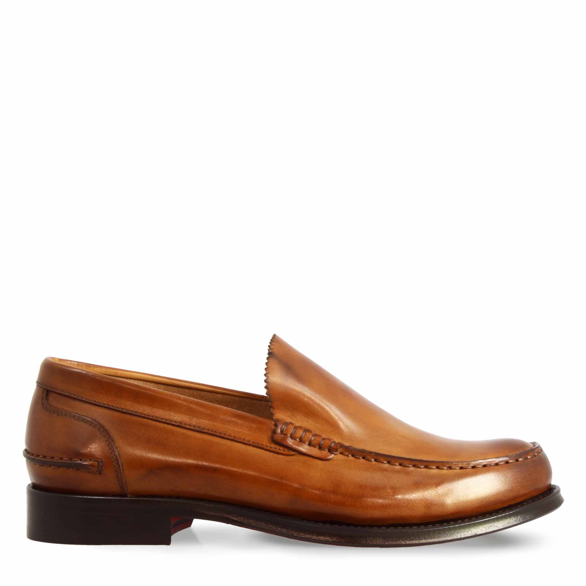 Mocassin classique pour homme fait main en cuir marron