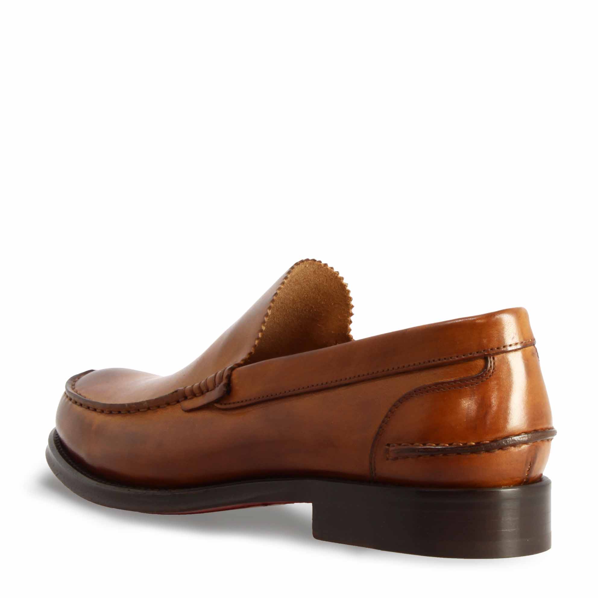 Mocassin classique pour homme fait main en cuir marron