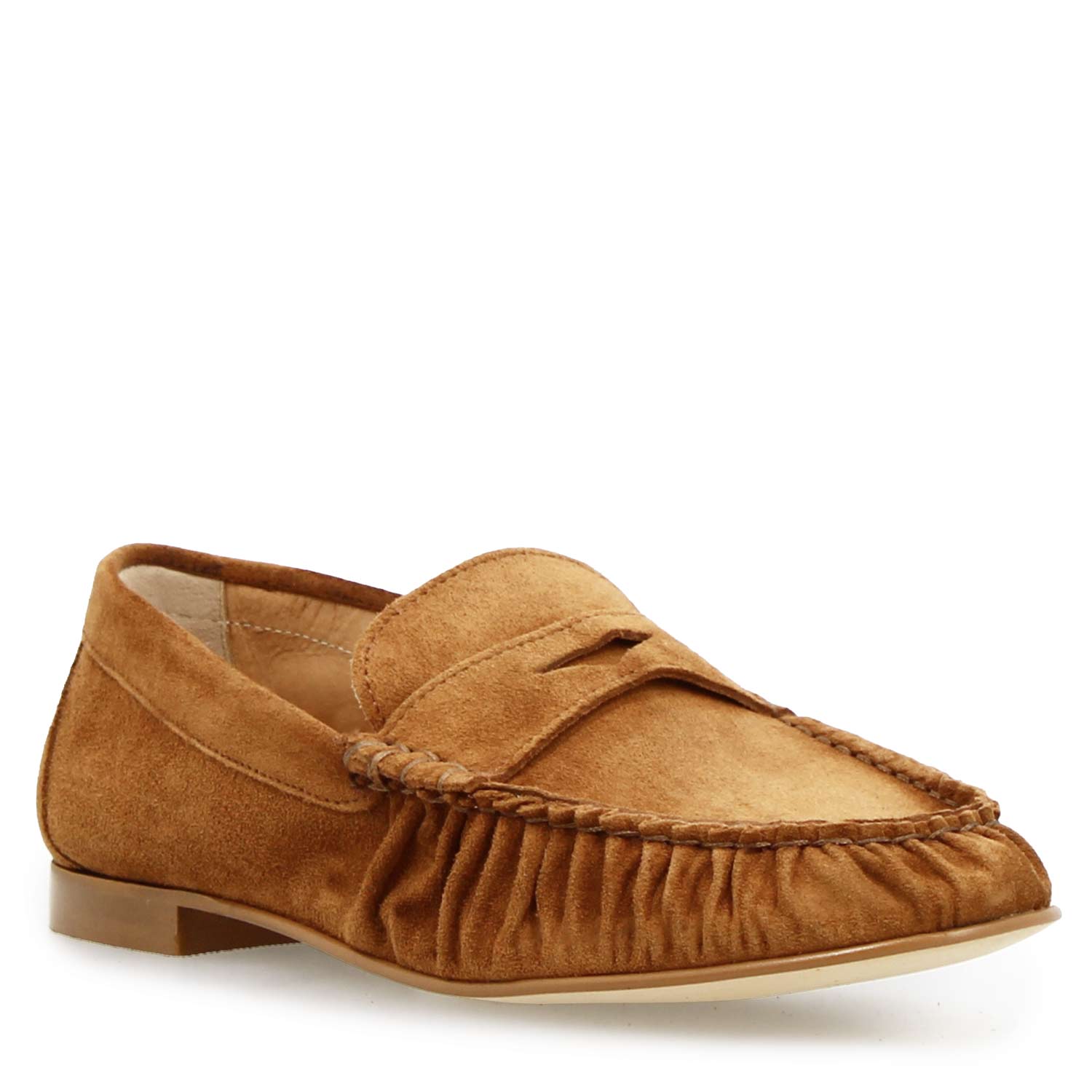 Mocassins pour femme Moka en chamois marron