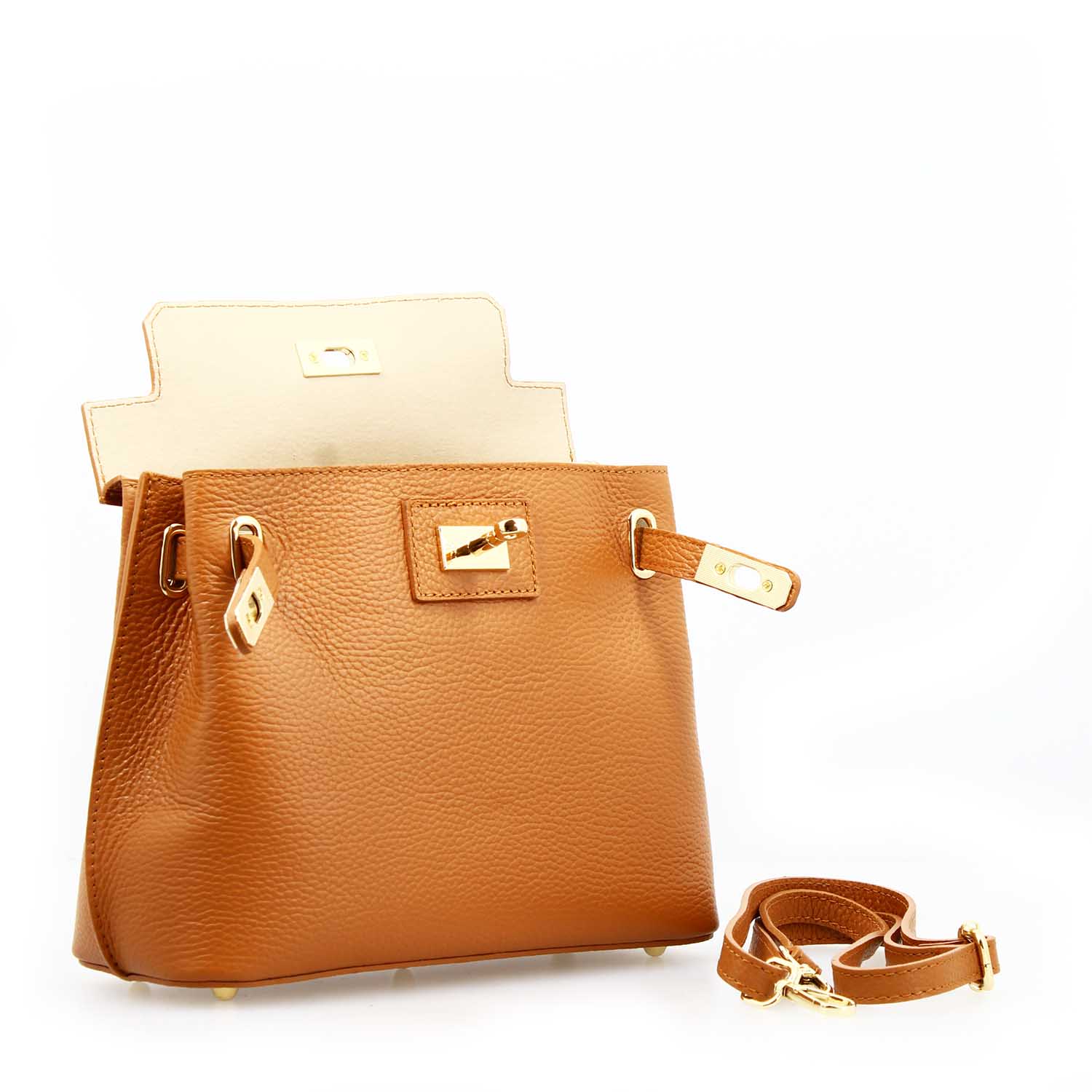 Ninfea light brown leather handbag for women
