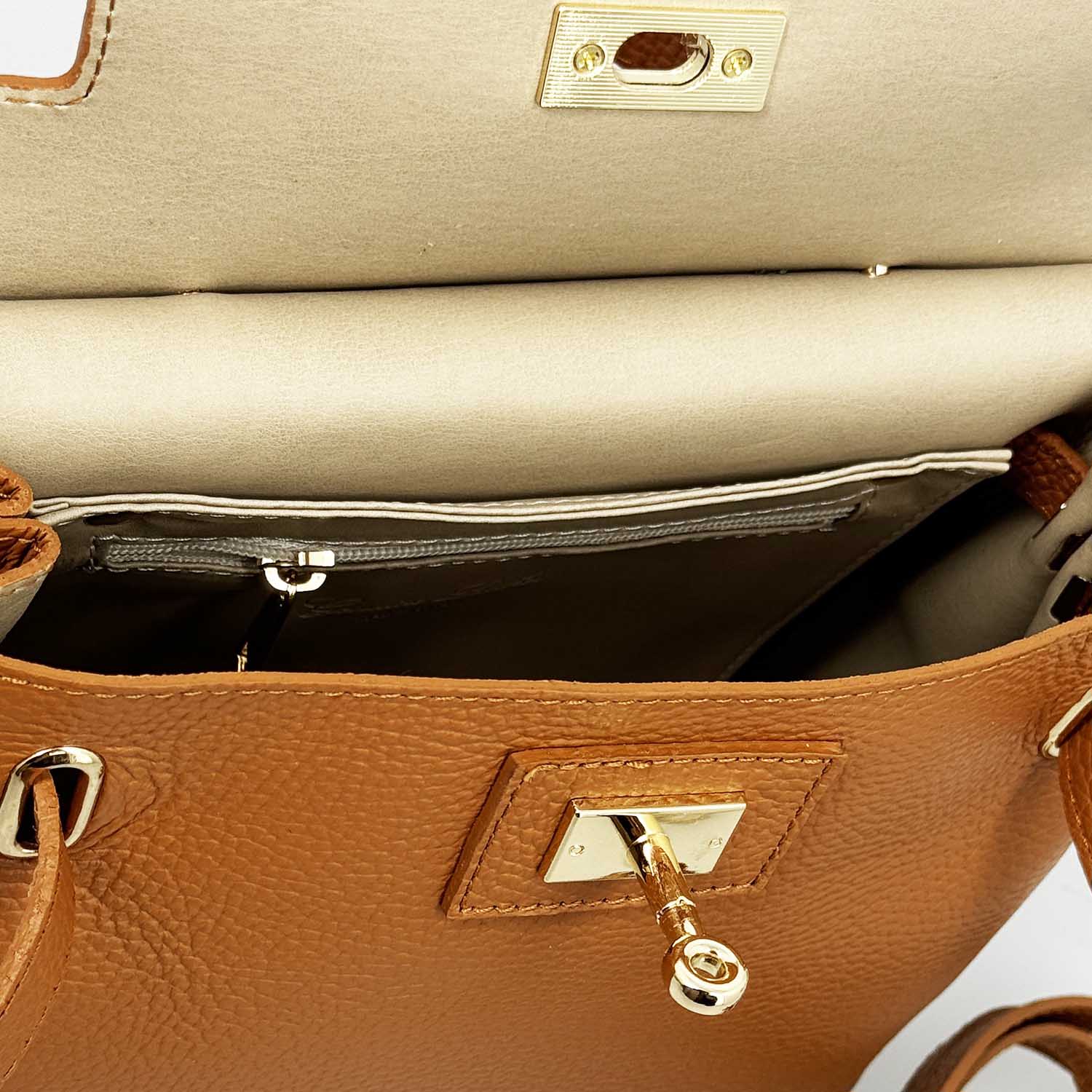 Ninfea light brown leather handbag for women