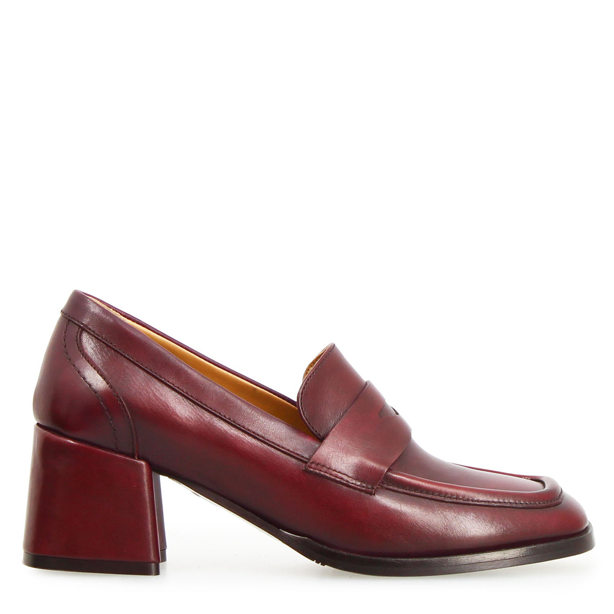 Ottavia - Mocassino da donna tacco alto in pelle bordeaux