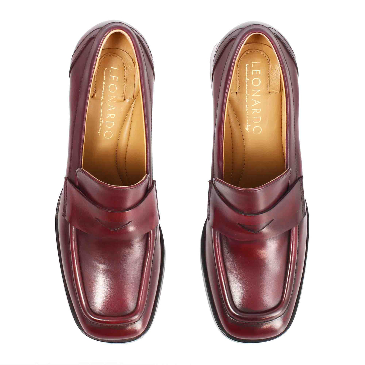 Ottavia - Mocassino da donna tacco alto in pelle bordeaux