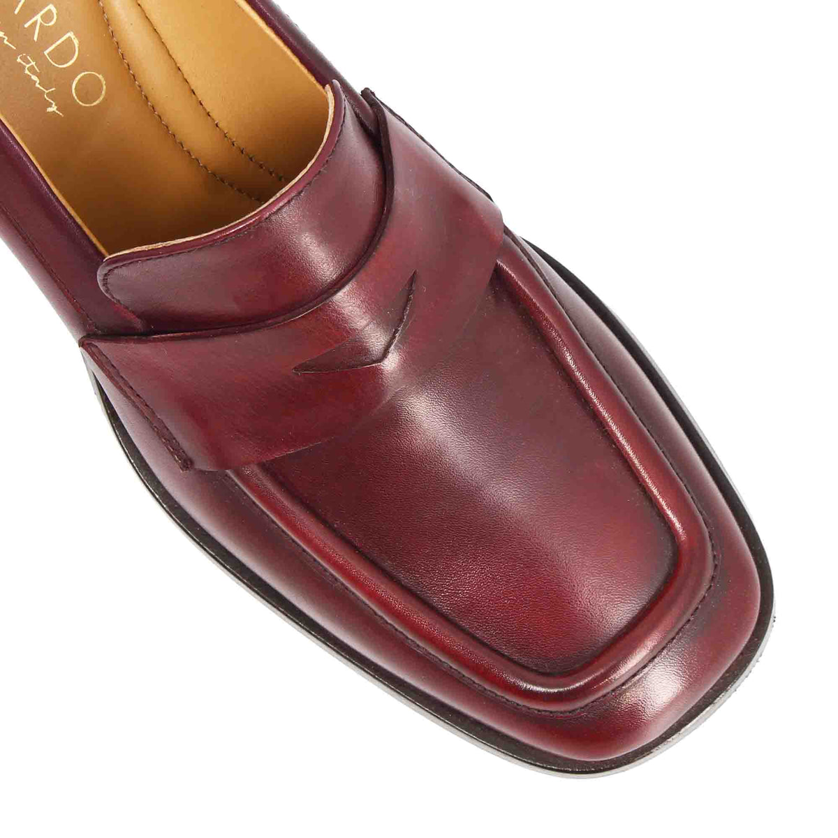 Ottavia - Mocassino da donna tacco alto in pelle bordeaux