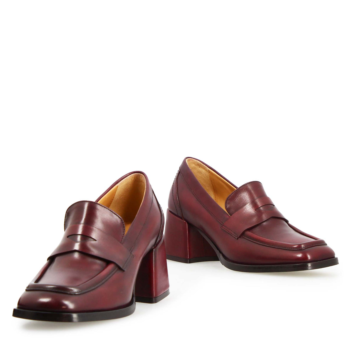 Ottavia - Mocassino da donna tacco alto in pelle bordeaux