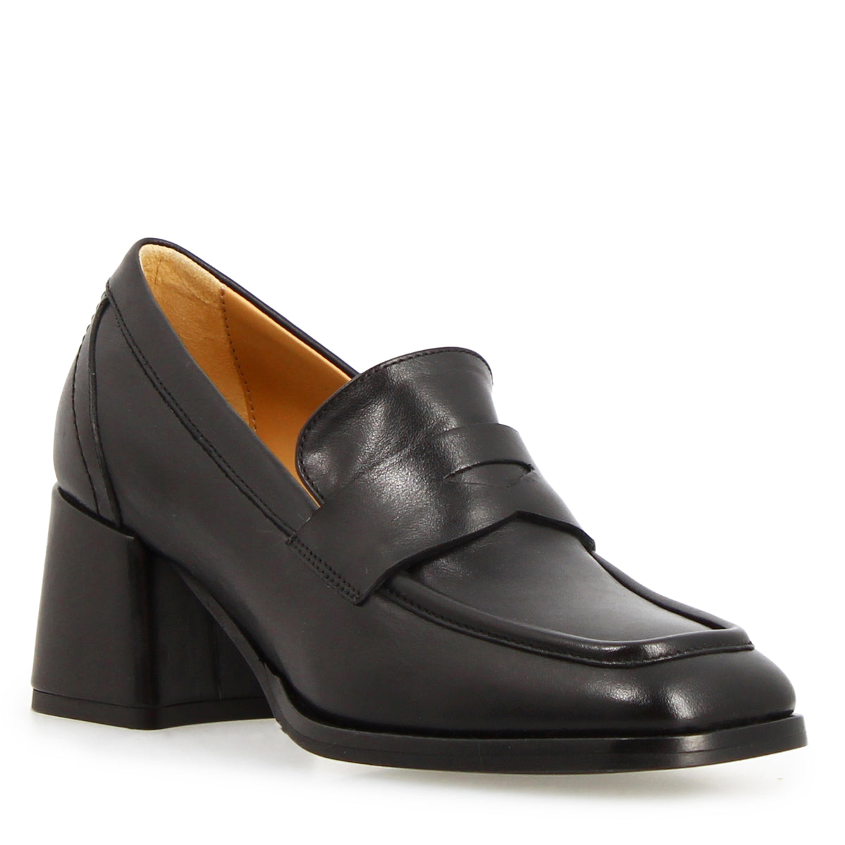 Ottavia - Mocassino da donna tacco alto in pelle nero