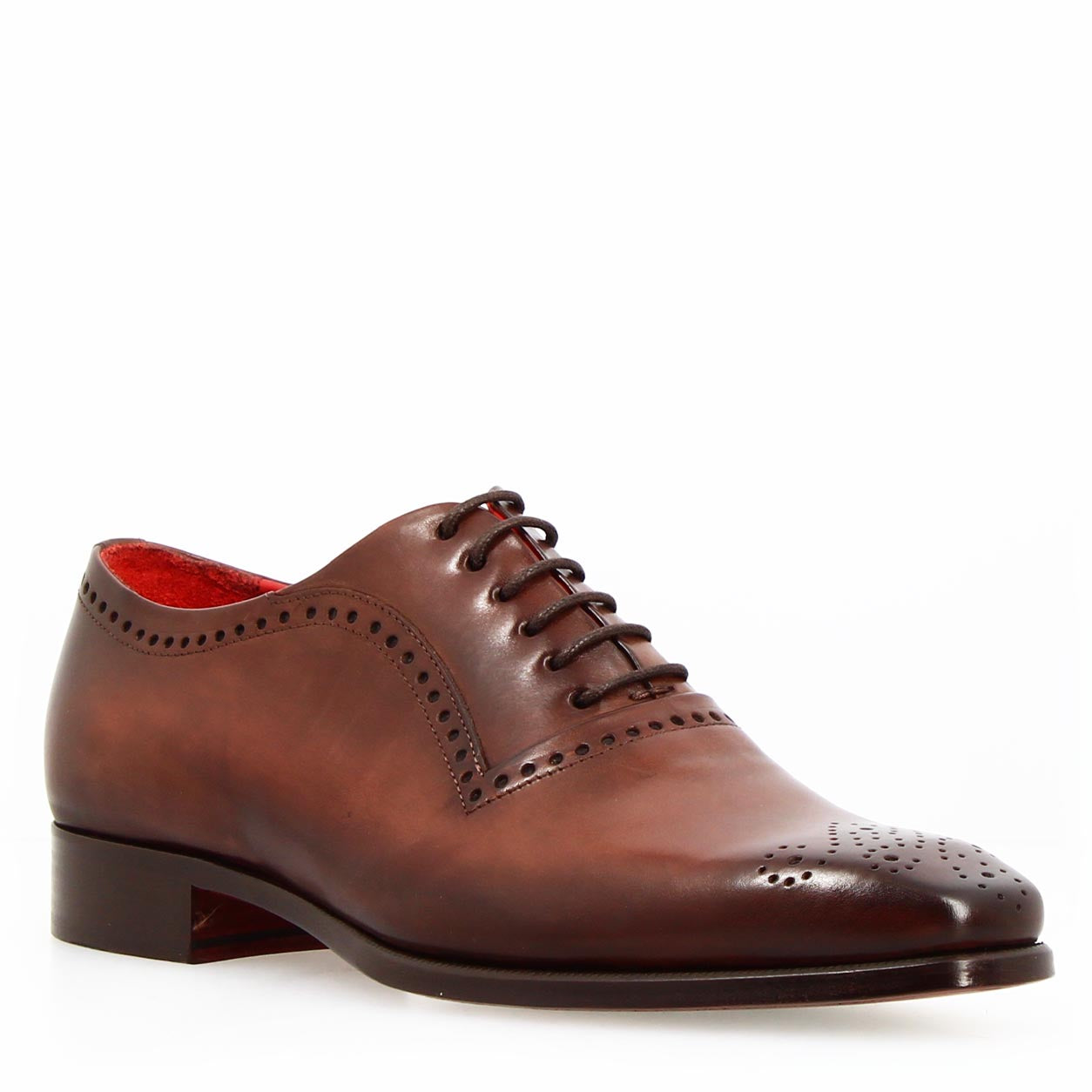 Richelieu semibrogue marron oxford en cuir pour homme Ettore