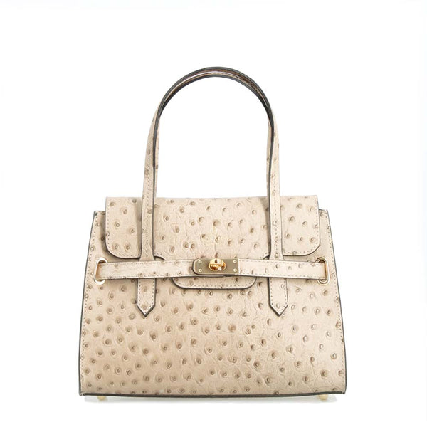 Rosetta M | Ostrich-Print Bag White | Leonardo