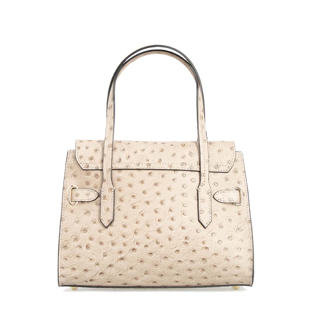 Rosetta M - Medium white ostrich-print leather handbag