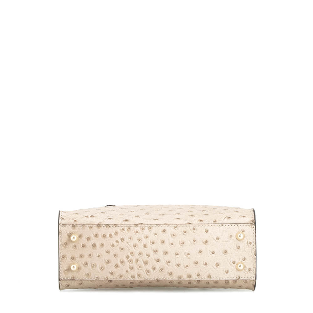 Rosetta M - Medium white ostrich-print leather handbag
