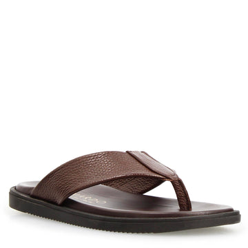 Sandali artigianali da uomo Nerone in pelle marrone - LeonardoShoes