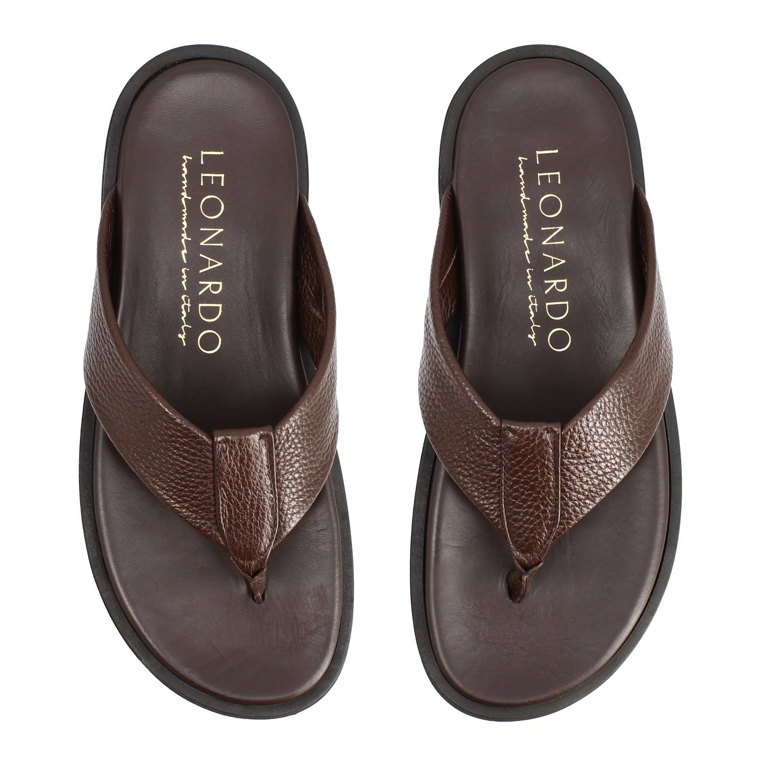 Sandali artigianali da uomo Nerone in pelle marrone - LeonardoShoes