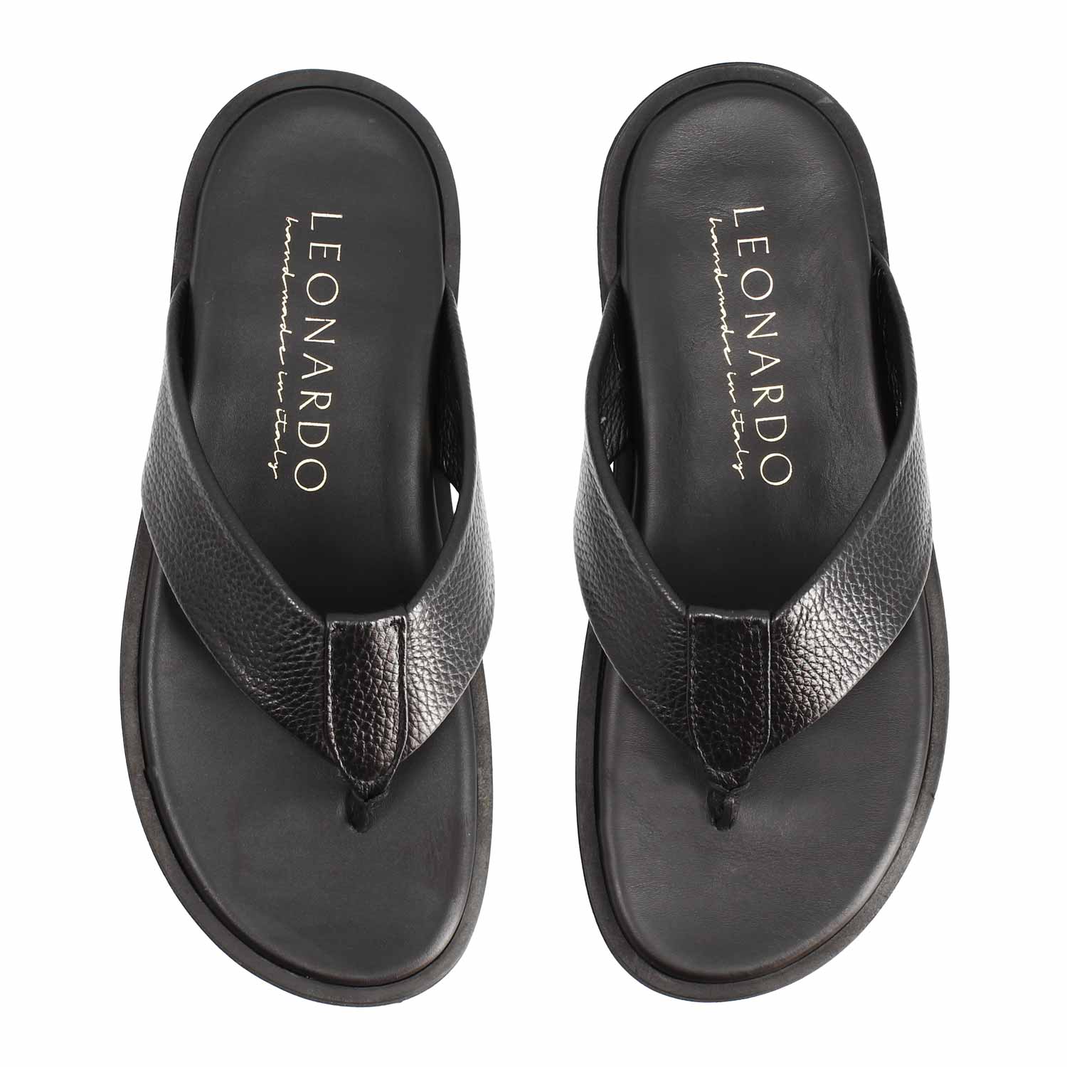Sandali artigianali da uomo Nerone in pelle nero - LeonardoShoes
