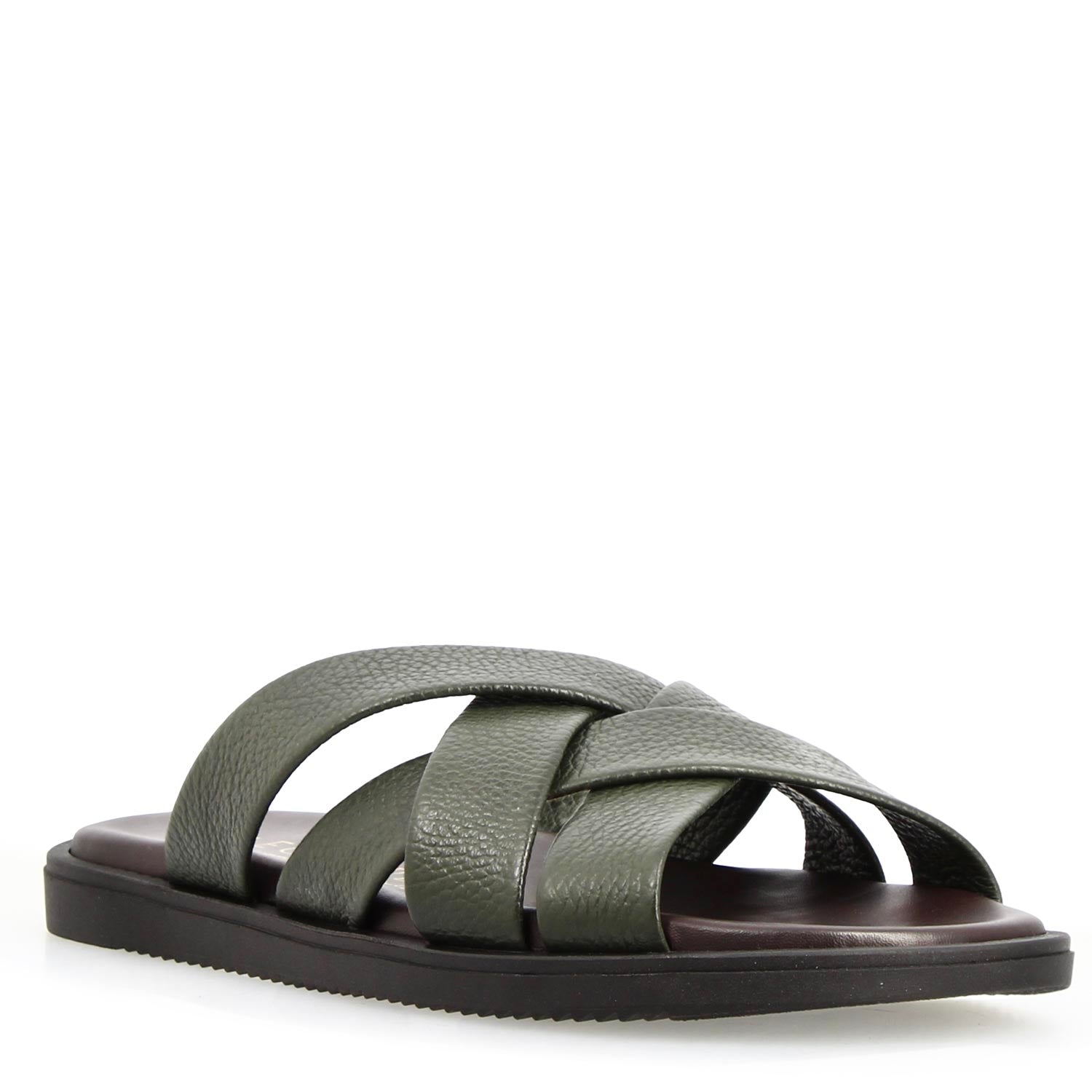 Perseo handmade mens sandals in green leather