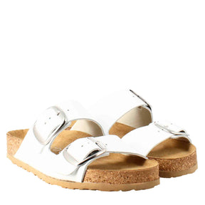 Sandales à double boucle pour femmes en cuir blanc