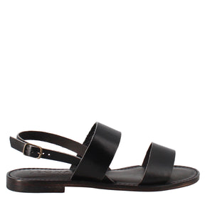 Sandales pour femmes Euforia de style romain antique en cuir noir