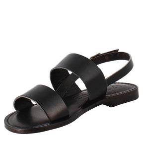Euforia Damen Sandalen im antiken römischen Stil aus schwarzem Leder