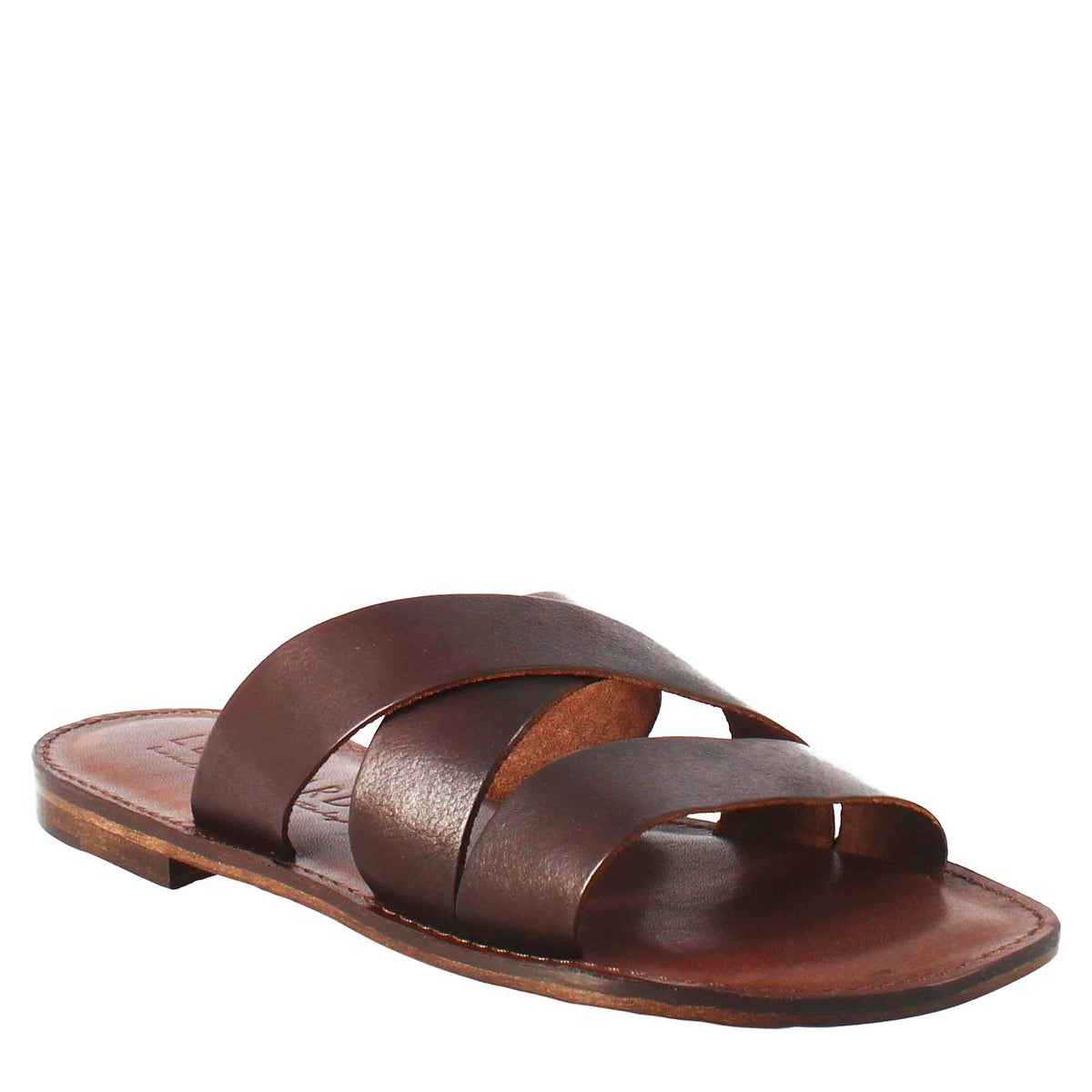 Sandales spartiates en cuir marron pour homme