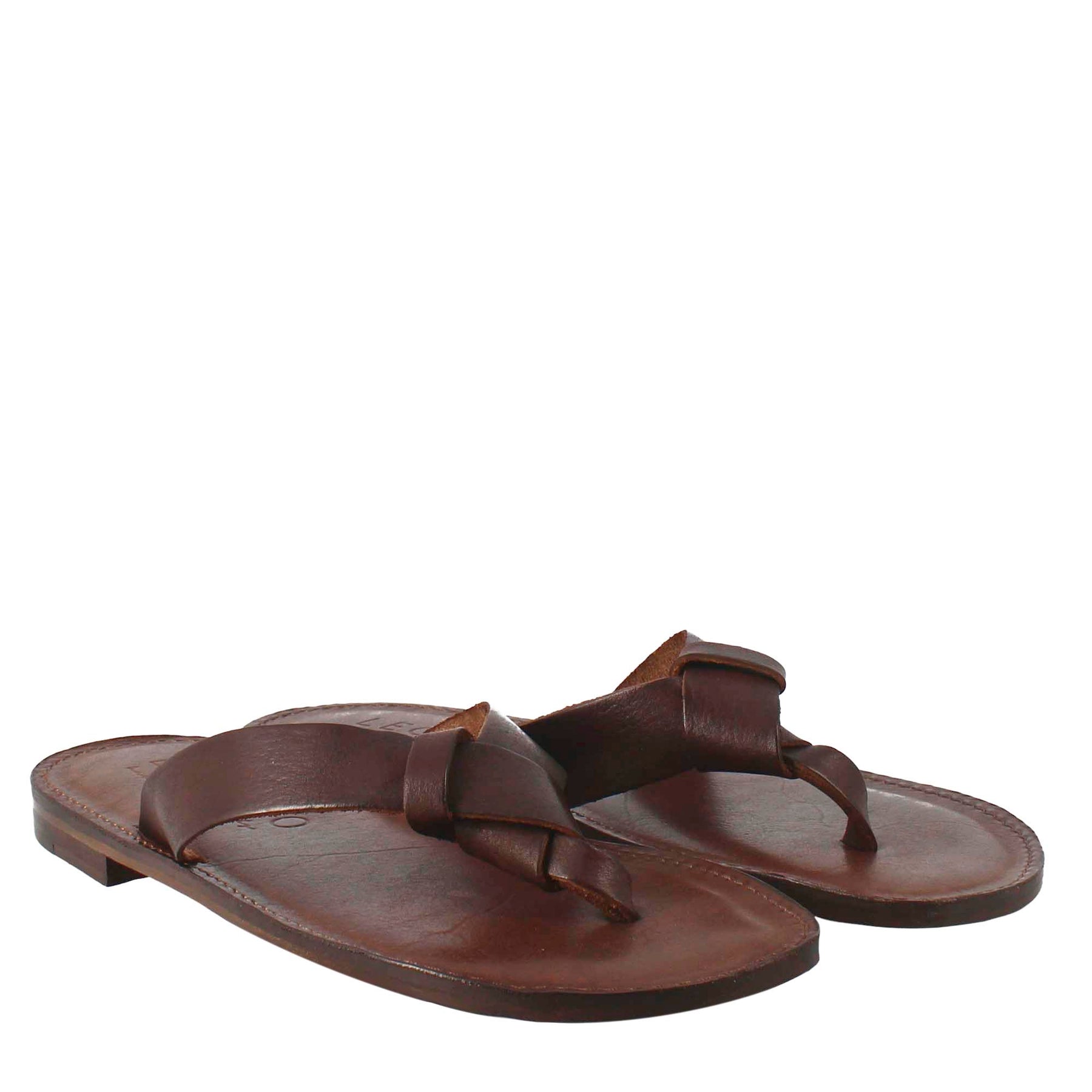 Men's gladiator sandals in Arezzo in brown leather