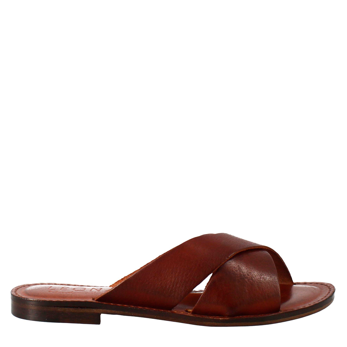 Incanto women's sandals in ancient Roman style in brown leather 