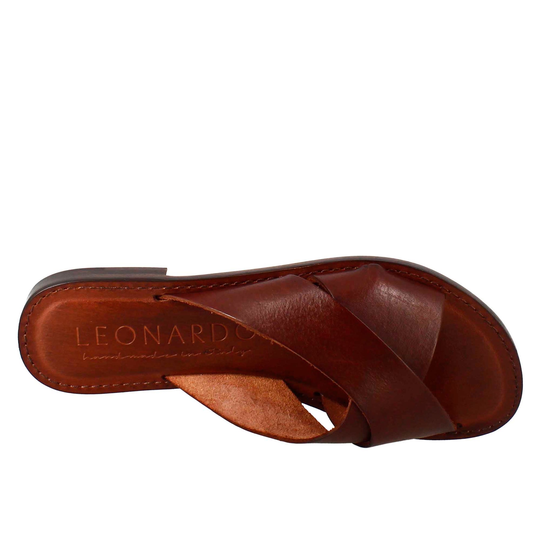 Incanto women's sandals in ancient Roman style in brown leather 