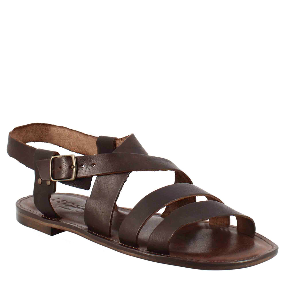 Sandales gladiateur Pisa pour homme en cuir marron